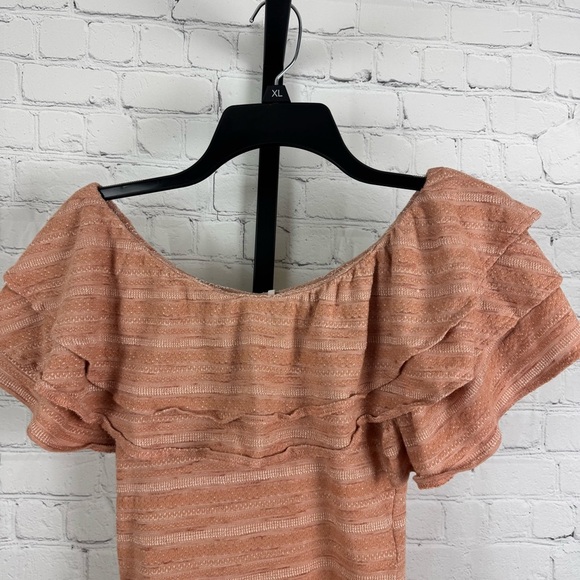 Free People Heirloom Ruffle Top Light Brown Size Small - Picture 2 of 7